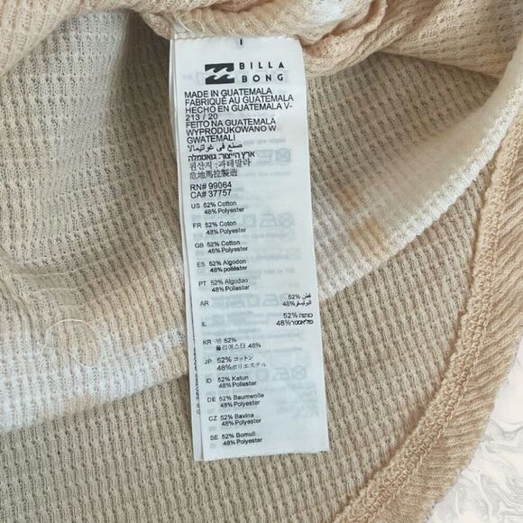 New Billabong Any Day Thermal Long Sleeve T-Shirt - Size XL - White/ cream/Raphi - Picture 3 of 4